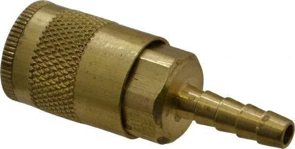 Parker - Hose Barb Tru-Flate Automotive Pneumatic Hose Coupler - Brass, 1/4" Body Diam, 1/4" Hose ID - Americas Industrial Supply