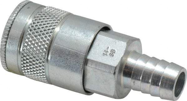 Parker - Hose Barb Tru-Flate Automotive Pneumatic Hose Coupler - Steel, 3/8" Body Diam, 1/2" Hose ID - Americas Industrial Supply