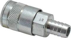 Parker - Hose Barb Tru-Flate Automotive Pneumatic Hose Coupler - Steel, 3/8" Body Diam, 1/2" Hose ID - Americas Industrial Supply