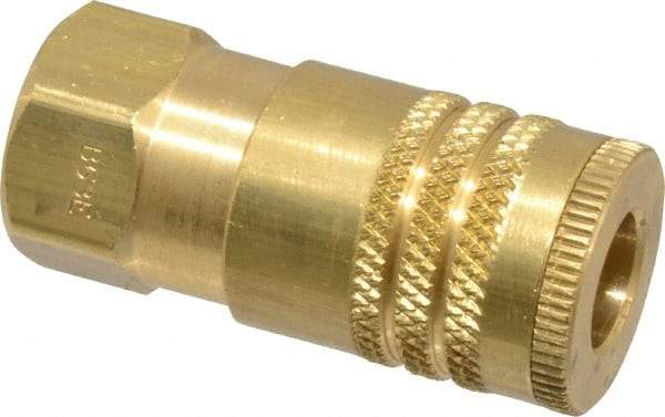 Parker - 3/8-18 Female NPTF ARO Pneumatic Hose Coupler - Brass, 1/4" Body Diam - Americas Industrial Supply