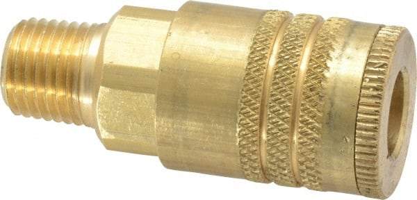 Parker - 1/4-18 Male NPT ARO Pneumatic Hose Coupler - Brass, 1/4" Body Diam - Americas Industrial Supply