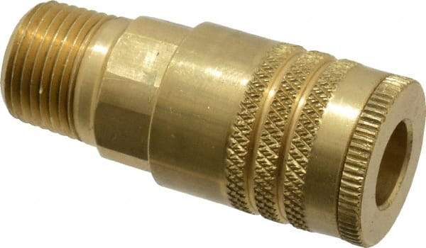 Parker - 3/8-18 Male NPT ARO Pneumatic Hose Coupler - Brass, 1/4" Body Diam - Americas Industrial Supply