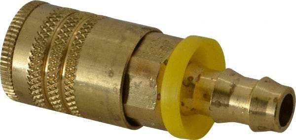 Parker - Push-Lok Hose Barb ARO Pneumatic Hose Coupler - Brass, 1/4" Body Diam, 3/8" Hose ID - Americas Industrial Supply