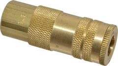 Parker - 1/4-18 Female NPTF Lincoln Long Stem Pneumatic Hose Coupler - Brass, 1/4" Body Diam - Americas Industrial Supply