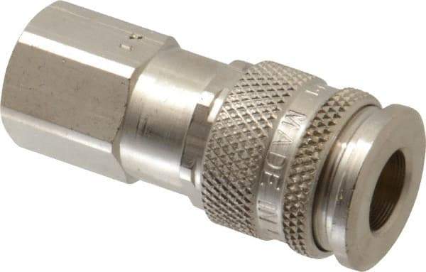 Parker - 3/8-18 Female NPSF European High Flow Pneumatic Hose Coupler - Brass, 1/4" Body Diam - Americas Industrial Supply