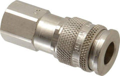 Parker - 3/8-18 Female NPSF European High Flow Pneumatic Hose Coupler - Brass, 1/4" Body Diam - Americas Industrial Supply