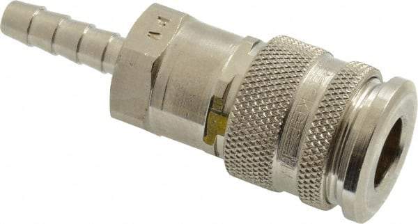 Parker - Hose Barb European High Flow Pneumatic Hose Coupler - Brass, 1/4" Body Diam, 1/4" Hose ID - Americas Industrial Supply