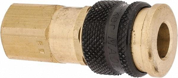 Parker - 3/8-18 Female NPSF Industrial Pneumatic Hose Coupler - Brass, 1/4" Body Diam - Americas Industrial Supply