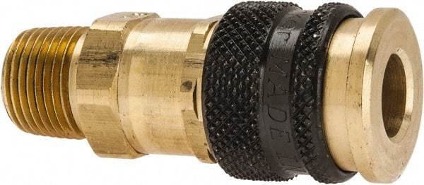 Parker - 3/8-18 Male NPTF Industrial Pneumatic Hose Coupler - Brass, 1/4" Body Diam - Americas Industrial Supply