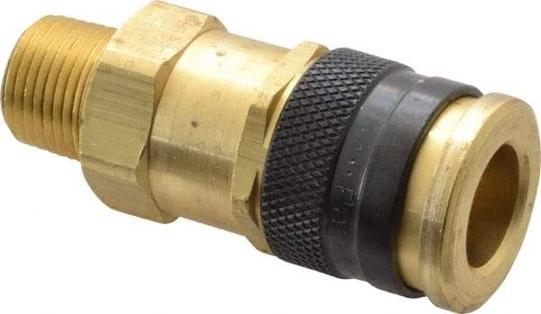 Parker - 3/8-18 Male NPTF Industrial Pneumatic Hose Coupler - Brass, 3/8" Body Diam - Americas Industrial Supply