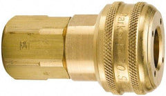 Parker - 1/4-18 Female NPTF Industrial Pneumatic Hose Coupler - Brass, 1/4" Body Diam - Americas Industrial Supply