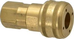 Parker - 3/8-18 Female NPTF Industrial Pneumatic Hose Coupler - Brass, 1/2" Body Diam - Americas Industrial Supply
