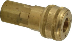 Parker - 1/2-14 Female NPTF Industrial Pneumatic Hose Coupler - Brass, 1/2" Body Diam - Americas Industrial Supply