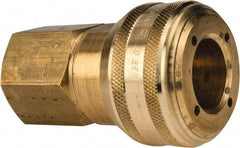 Parker - 3/4-14 Female NPTF Industrial Pneumatic Hose Coupler - Brass, 3/4" Body Diam - Americas Industrial Supply