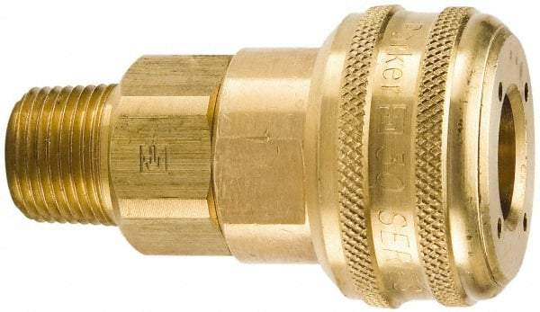 Parker - 1/2-14 Male NPT Industrial Pneumatic Hose Coupler - Brass, 3/4" Body Diam - Americas Industrial Supply