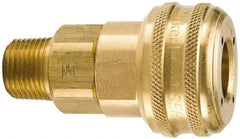 Parker - 1/2-14 Male NPT Industrial Pneumatic Hose Coupler - Brass, 3/4" Body Diam - Americas Industrial Supply