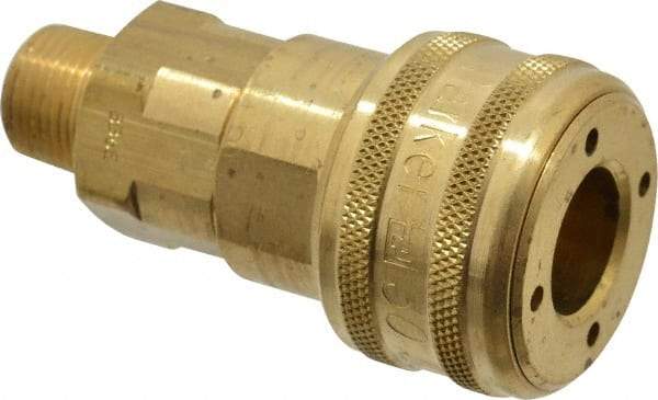 Parker - 3/8-18 Male NPT Industrial Pneumatic Hose Coupler - Brass, 1/2" Body Diam - Americas Industrial Supply