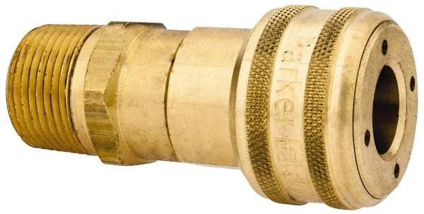 Parker - 3/4-14 Male NPT Industrial Pneumatic Hose Coupler - Brass, 1/2" Body Diam - Americas Industrial Supply