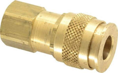Parker - 1/4-18 Female NPSF Universal Pneumatic Hose Coupler - Brass, 1/4" Body Diam - Americas Industrial Supply