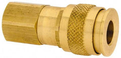 Parker - 3/8-18 Female NPSF Universal Pneumatic Hose Coupler - Brass, 1/4" Body Diam - Americas Industrial Supply