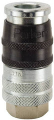 Parker - 1/2-14 Female NPTF Industrial Pneumatic Hose Coupler - Steel, 1/2" Body Diam - Americas Industrial Supply