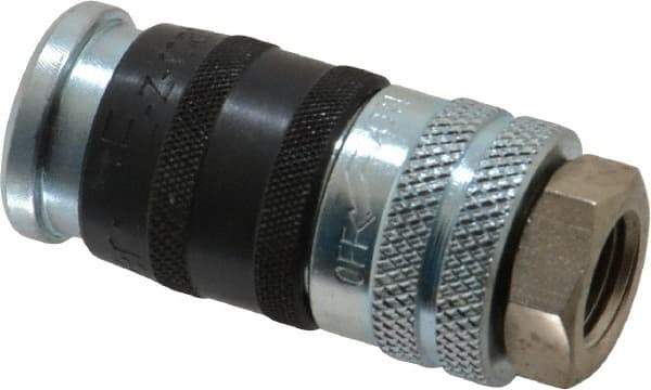 Parker - 1/4-18 Female NPTF Industrial Pneumatic Hose Coupler - Steel, 1/4" Body Diam - Americas Industrial Supply