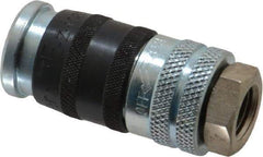Parker - 1/4-18 Female NPTF Industrial Pneumatic Hose Coupler - Steel, 1/4" Body Diam - Americas Industrial Supply