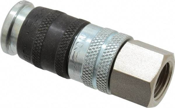 Parker - 3/8-18 Female NPTF Industrial Pneumatic Hose Coupler - Steel, 1/4" Body Diam - Americas Industrial Supply