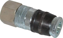 Parker - 1/2-14 Female NPTF Industrial Pneumatic Hose Coupler - Steel, 3/8" Body Diam - Americas Industrial Supply