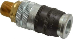 Parker - 3/8-18 Male NPT Industrial Pneumatic Hose Coupler - Steel, 3/8" Body Diam - Americas Industrial Supply