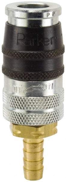 Parker - Hose Barb Industrial Pneumatic Hose Coupler - Steel, 1/4" Body Diam, 3/8" Hose ID - Americas Industrial Supply