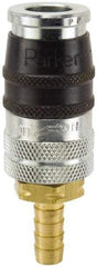 Parker - Hose Barb Industrial Pneumatic Hose Coupler - Steel, 1/4" Body Diam, 3/8" Hose ID - Americas Industrial Supply