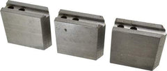 H & R Manufacturing - 1.5mm x 60° Serrated Attachment, Square Soft Lathe Chuck Jaw - 3 Jaws, Steel, 0.787" Btw Mount Hole Ctrs, 3-1/8" Long x 1-1/4" Wide x 3" High, 0.472" Groove, 10mm Fastener - Americas Industrial Supply