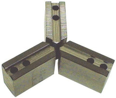 H & R Manufacturing - 5" Chuck Capacity, 1.5mm x 60° Serrated Attachment, Square Soft Lathe Chuck Jaw - 3 Jaws, Steel, 1.69" Btw Mount Hole Ctrs, 7-1/2" Long x 2-1/2" Wide x 5" High, 1" Groove, 20mm Fastener - Americas Industrial Supply