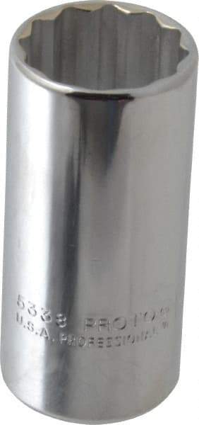 Proto - 1-3/16", 1/2" Drive, Deep Hand Socket - 12 Points, 3-1/4" OAL, Chrome Finish - Americas Industrial Supply