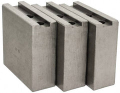 H & R Manufacturing - 1.5mm x 60° Serrated Attachment, Square Soft Lathe Chuck Jaw - 3 Jaws, Steel, 1.266" Btw Mount Hole Ctrs, 4" Long x 1-1/2" Wide x 4" High, 0.63" Groove, 12mm Fastener - Americas Industrial Supply