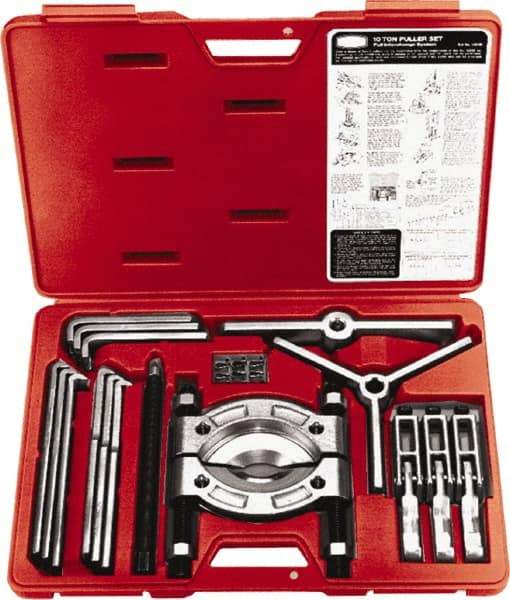 Proto - 19 Piece, 11" Spread, Wide Puller Set - 6 Jaws, 12" Reach - Americas Industrial Supply