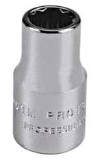 Proto - 1/4" Drive, Standard Hand Socket - 12 Points, Chrome Finish - Americas Industrial Supply