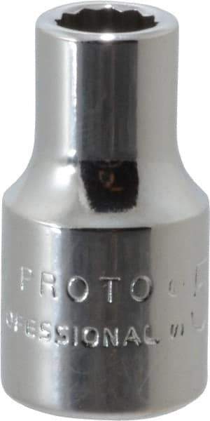 Proto - 1/4" Drive, Standard Hand Socket - 12 Points, 7/8" OAL, Chrome Finish - Americas Industrial Supply