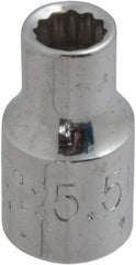 Proto - 1/4" Drive, Standard Hand Socket - 12 Points, 7/8" OAL, Chrome Finish - Americas Industrial Supply