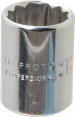 Proto - 1/4" Drive, Standard Hand Socket - 12 Points, 7/8" OAL, Chrome Finish - Americas Industrial Supply