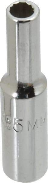 Proto - 1/4" Drive, Deep Hand Socket - 12 Points, 1-15/16" OAL, Chrome Vanadium, Chrome Finish - Americas Industrial Supply