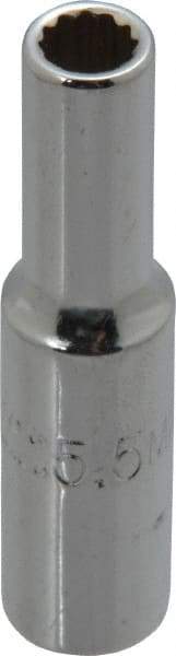 Proto - 1/4" Drive, Deep Hand Socket - 12 Points, 1-15/16" OAL, Chrome Finish - Americas Industrial Supply