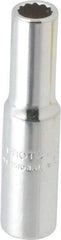 Proto - 1/4" Drive, Deep Hand Socket - 12 Points, 1-15/16" OAL, Chrome Finish - Americas Industrial Supply