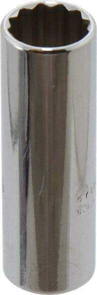 Proto - 1/4" Drive, Deep Hand Socket - 12 Points, 1-15/16" OAL, Chrome Vanadium, Chrome Finish - Americas Industrial Supply