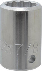 Proto - 7/8", 3/4" Drive, Standard Hand Socket - 12 Points, 2" OAL, Chrome Finish - Americas Industrial Supply