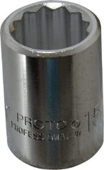 Proto - 15/16", 3/4" Drive, Standard Hand Socket - 12 Points, 2" OAL, Chrome Finish - Americas Industrial Supply