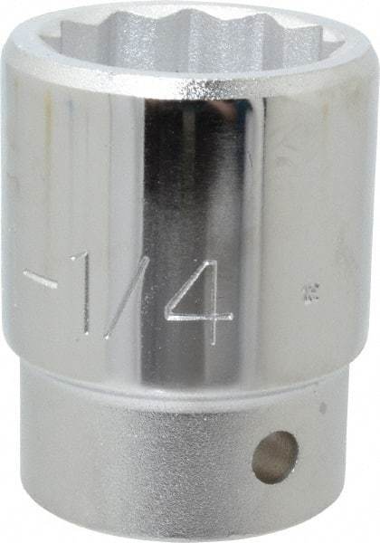 Proto - 1-1/4", 3/4" Drive, Standard Hand Socket - 12 Points, 2-15/64" OAL, Chrome Finish - Americas Industrial Supply