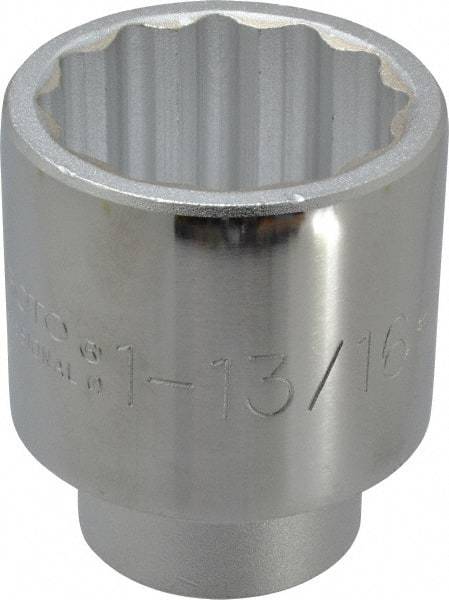 Proto - 1-13/16", 3/4" Drive, Standard Hand Socket - 12 Points, 2-29/32" OAL, Chrome Finish - Americas Industrial Supply