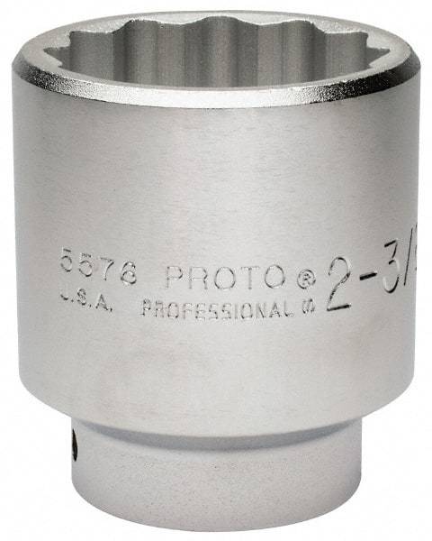 Proto - 2-3/8", 3/4" Drive, Standard Hand Socket - 12 Points, 3-43/64" OAL, Chrome Finish - Americas Industrial Supply